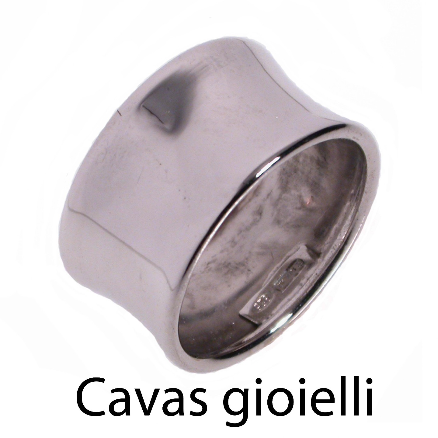 Anello argento a fascia larga lucida cavas gioielli