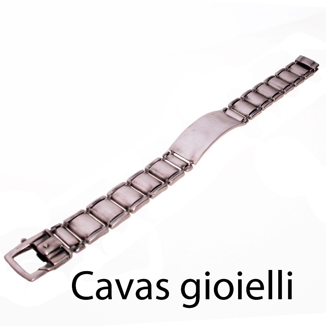 Bracciale a maglie in argento invecchiato con placca centrale