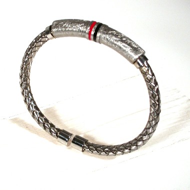 bracciale uomo con smalto rossonero