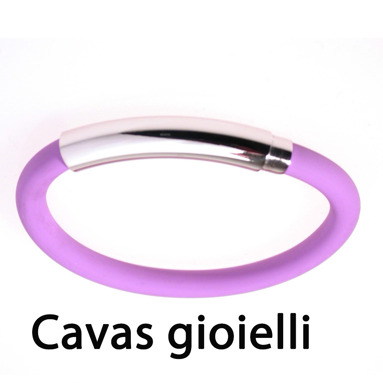 Bracciale linea uomo cavas gioielli realizzato in argento e caucciù viola